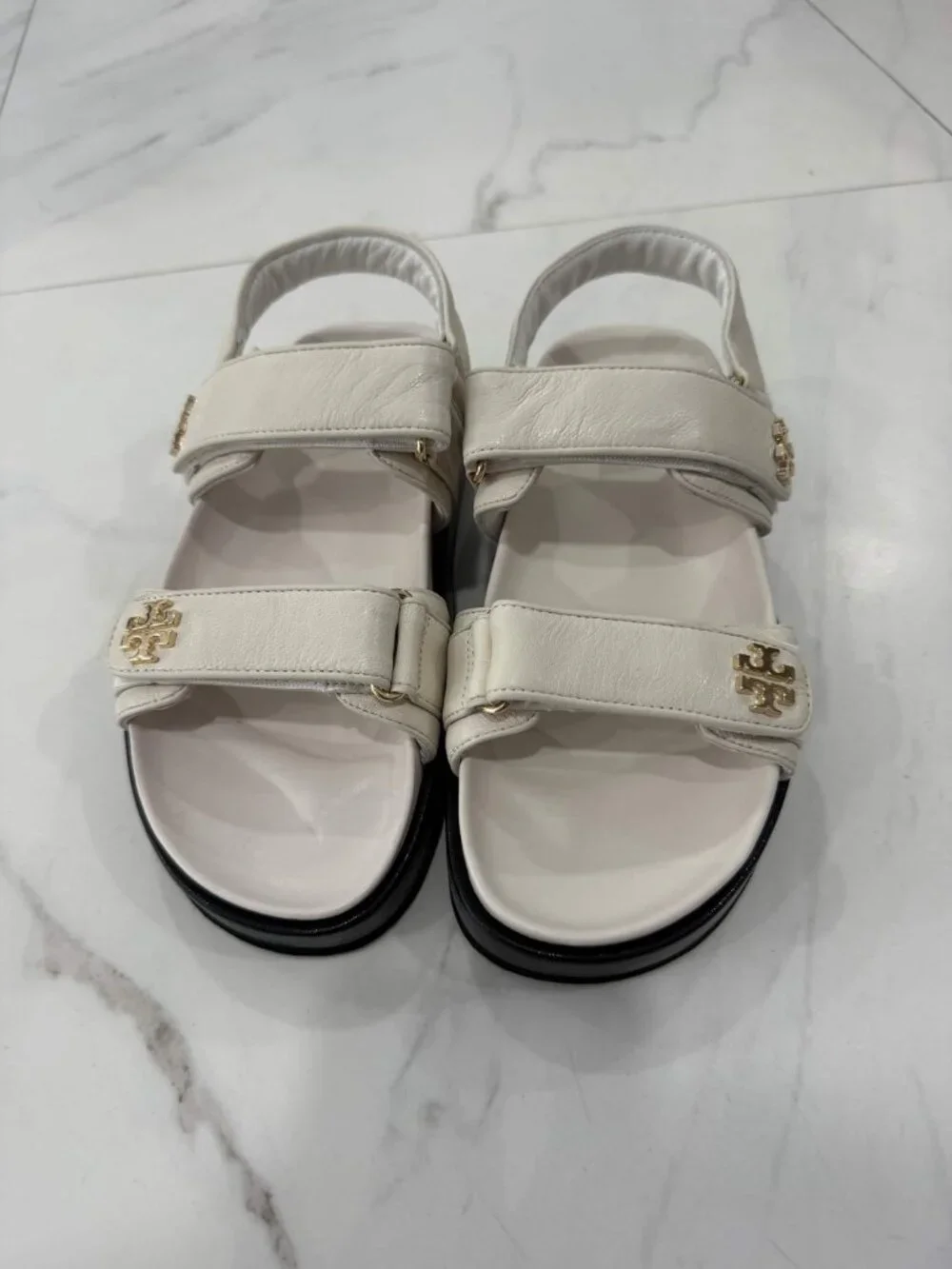 Tory Burch Kira Dual Strap Leather Sandal Women's Sizes 6, 7, 8.5